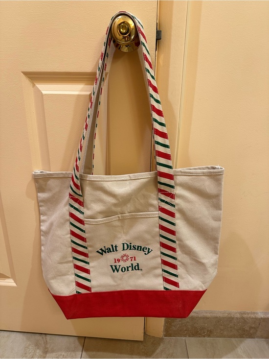 Disney Handbags - Disney Canvas Tote Bag in Cream and Red vintage